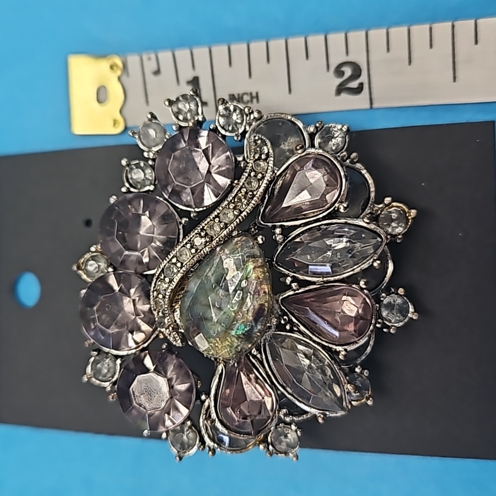 Large smokey quarts and abalone brooch.